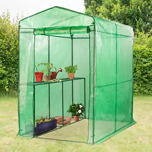 WALK IN GREENHOUSE STEEPLE GROW HOUSE WITH SHELVES LARGE PLANT GARDEN SHED FRUIT - Picture 1 of 10