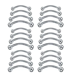 24pcs 4 Size Curve Barbell Eyebrow Bar Cartilage Earring Studs Piercing Jewelry - Picture 1 of 4