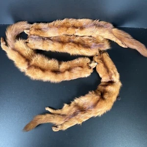 Vintage 4 Pelt Mink Stole Scarf Wrap Full Body Reddish Brown - Picture 1 of 15