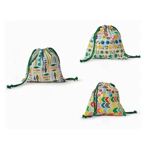 Stoffbeutel Muster Beutel Bunt Fisch Blumen Tasche mit Kordel 20 x 20 cm - Picture 1 of 11