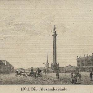 Columna de Alejandro San Petersburgo Vista histórica Rusia grabado en cobre 1837 - Imagen 1 de 3