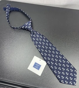 Janie & Jack Tie Boys Size 0-24 Months Blue w/ white Anchors Adjustable Nautical - Picture 1 of 12