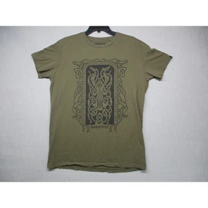 Grimfrost Olive Green Viking Graphic Retro Crew Neck T-shirt Men Size Large - Picture 1 of 7