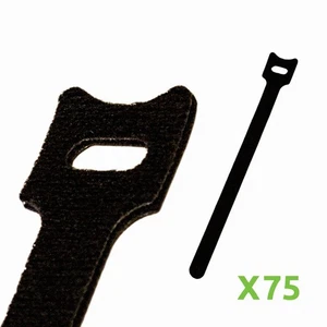 8 Inch Hook and Loop Reusable Strap Cable Cord Wire Ties 75 Pack Black - Afbeelding 1 van 5