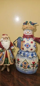 2 Jim Shore Heartwood Creek Snowman w/Birds And Mr. Santa Claus 4In Ornaments - Picture 1 of 10