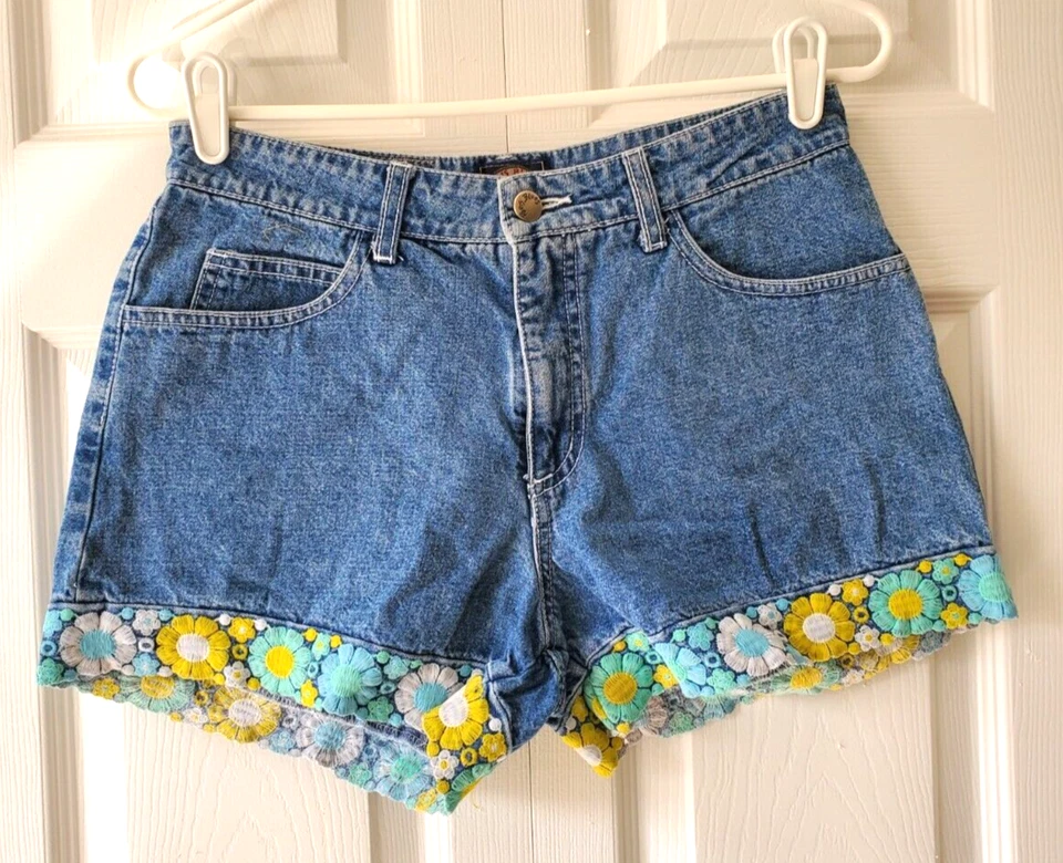 Pantalones cortos de mezclilla vintage Y2K Paris Blues para mujer junior talla 7-28x36 tiro medio Foto 1 de 4