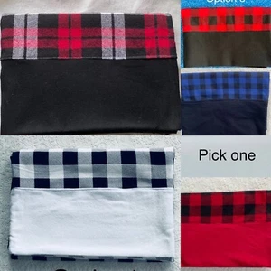 Black White & More Buffalo Check Flannel Pillowcase-standard/queen - name option - Picture 1 of 15