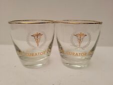Set of 2 Libbey Rx Ave Curator Cutis Gold Trim 3.5" Drinking Glasses Bar