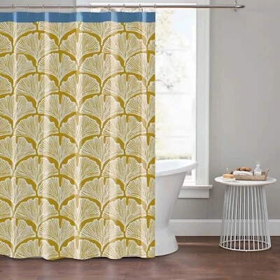 Novogratz by Utica 72" Cotton Shower Curtain - Feather Palm Yellow Gold #5579 - Image 1 of 4