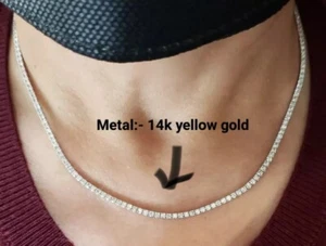 Custom Order:- Women's Lab Grown CVD/Diamond Wedding Tennis Necklace 14k Gold - Picture 1 of 12