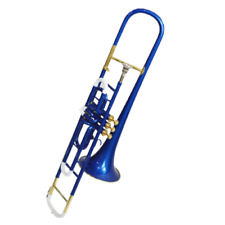 New Bb Valve Trombone White/Blue Lacquered/Brass Finish With HardCase+Mouthpiece