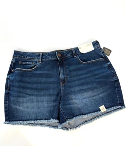 Ana Denim Jean Shortie Shorts Midrise Plus Size 18 Raw Hem NEW NWT - Picture 1 of 10