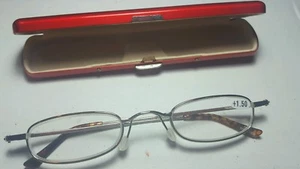 Classic Mini +1.50 Presbyopia Reading Glasses w/Slim Pocket Pen Clip Hard Case - Picture 1 of 6