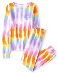The Children’s Place Girl’s Rainbow Tie-Dye Snug Fit Cotton Pajamas Size 5 - Picture 1 of 16
