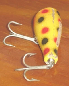 VINTAGE c.1940 PAW PAW WOOD 2" MULTI COLOR POPPER TOP FRESHWATER FISHING LURE - Picture 1 of 5