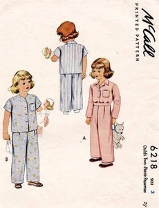 Pijama para niños McCall de colección década de 1940 patrón 6218 talla 3 - Imagen 1 de 2