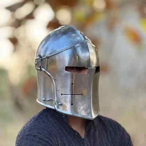 Medieval Barbuta Helmet Battle Warrior 18 Gauge Steel Armor LARP Cosplay Helmet - Picture 1 of 9