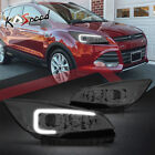 LED Daytime Running Lamp Projector Headlights for 13-16 Ford Escape Smoked/Clear