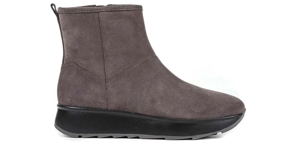 Geox Bottes automne/hiver Gendry en cuir gris avec fermeture éclair pour femmes - Photo 1/3