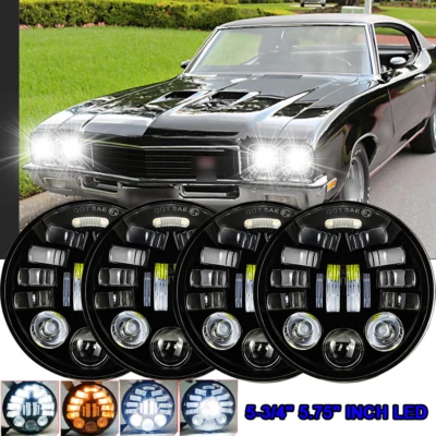 For Buick GS 455 1970-1972 Round 4pcs 5-3/4 5.75" inch LED Headlights Hi/Lo Beam - Image 1 of 4