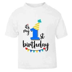 It's My 1st First Birthday T-Shirt Baby Kids T Shirt Boys Cake Smash Top Vest - Picture 1 of 4