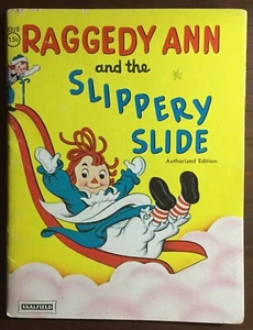 Book RAGGEDY ANN AND THE SLIPPERY SLIDE 1961 Saalfield Softcover Johnny Gruelle - Picture 1 of 4