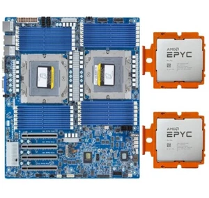 Gigabyte MZ73-LM1 E-ATX Motherboard + 2x AMD EPYC 9654 Unlocked CPU Processor - Picture 1 of 5