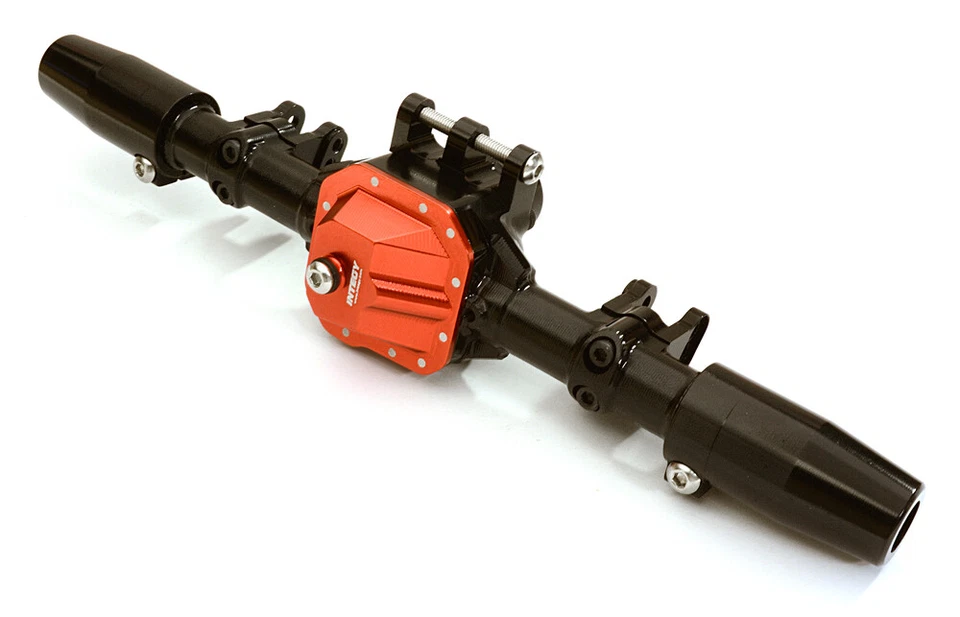 Integy Aluminum Complete Rear Axle Housing Assembly: SCX10 II C27154BLACKRED - Image 1 of 1