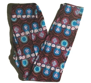 Leggings florales LuLaRoe rojo/azul matrioska caras de damas - talla única para todos - Imagen 1 de 5