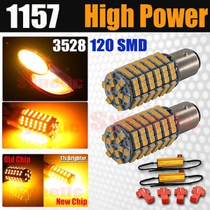 1157 Amber Yellow 120SMD LED Front Turn Signal Light Bulbs Lamp + Load Resistor - Picture 1 of 7