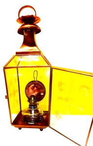 VTG TURKISH YUKSEL LAMBALARI ETched Glass/brass SHEPHERD OIL LANTERN LIGHT - Picture 1 of 12