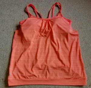 Womens Top-ATHLETA-orange "sunset glow" stretch knit "Invigorate Tank" slvlss-M - Picture 1 of 6