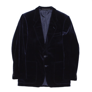 Vintage FREY Blue 90s Velvet Blazer Jacket Mens S