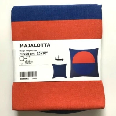 NUEVA FUNDA DE COJÍN IKEA MAJALOTTA 20x20", azul, naranja brillante 404.258.03 Foto 1 de 3