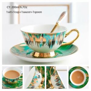 Porcelain Tea Set Coffee Cup Saucer Spoon Luxury Ceramic Party Drinkware Bar