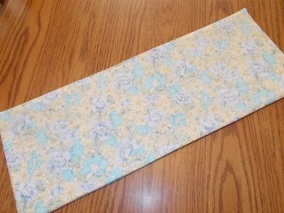 Floral bathroom decor MINI table runner Toilet Tank Topper handmade yellow blue - Image 1 of 4
