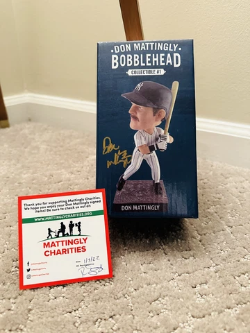 Don Mattingly Signed (Box) Bobblehead w/ Mattingly Charities COA - Autograph Cover