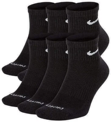 Paquete de 6 calcetines tobilleros acolchados para hombre Nike Everyday negros talla M 6-8 ¡NUEVO! Foto 1 de 3
