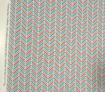 2014 Cotton Fabric 3/4 Yd.  *Busy Red/Blue/Green Chevron Print Fabric Traditions - Image 1 of 4