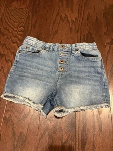 Lucky Brand Blue Denim Girls High Waist Button Fly Shorts Size 12 - EUC - Picture 1 of 4