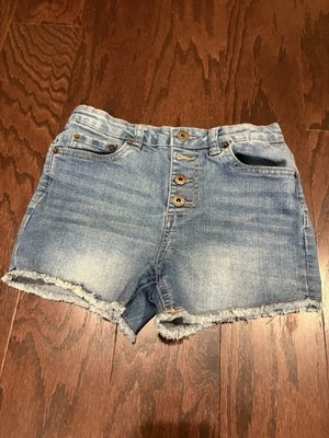 Lucky Brand Blue Denim Girls High Waist Button Fly Shorts Size 12 - EUC - Image 1 of 4