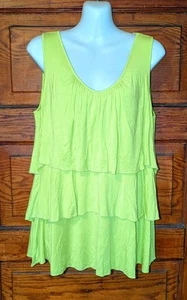 CHELSEA & THEODORE Sleeveless Layered Billowy Top - Sz L Chartreuse Green - NWT - Picture 1 of 8