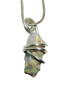Ethiopian Opal Pendant Necklace, Sterling, Raw Opal, October Birthstone #25 - Picture 1 of 4