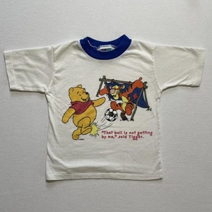 VINTAGE Disney Winnie the Pooh Shirt Boys 6 Ringer Tigger Soccer 90s Made USA - Picture 1 of 11