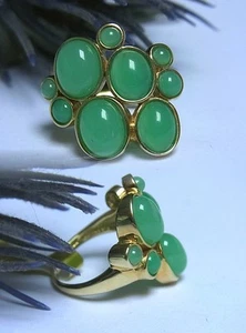 JEWELRY PARTS RING 375 GOLD CHRYSOPRAS DREAMI D'ORO NEW 779 SIZE 18 56 - Picture 1 of 1