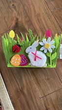 3-D Garden Felt Basket with Bunny Flowers Ladybugs Grass Daisy 9x7 Spring Easter
