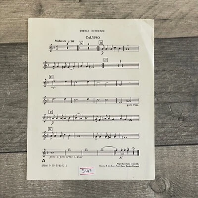 Calypso For Treble Recorder Oxford University Press Sheet Music Page - Image 1 of 2