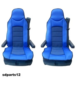 2x Coprisedili Blu Camion Camper Per Man Volvo Scania Universale Imbottito Lux - Foto 1 di 1