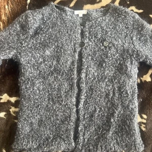 Gucci Girl Boucle  Cardigan Grey Mohair Blend Logo Size 8yo - Picture 1 of 6