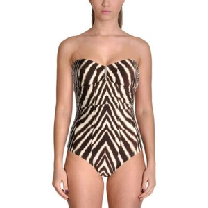 Calvin Klein Animal Print Bandeau Einteiler Badeanzug UV Schutz. UPF 50+ - Bild 1 von 3